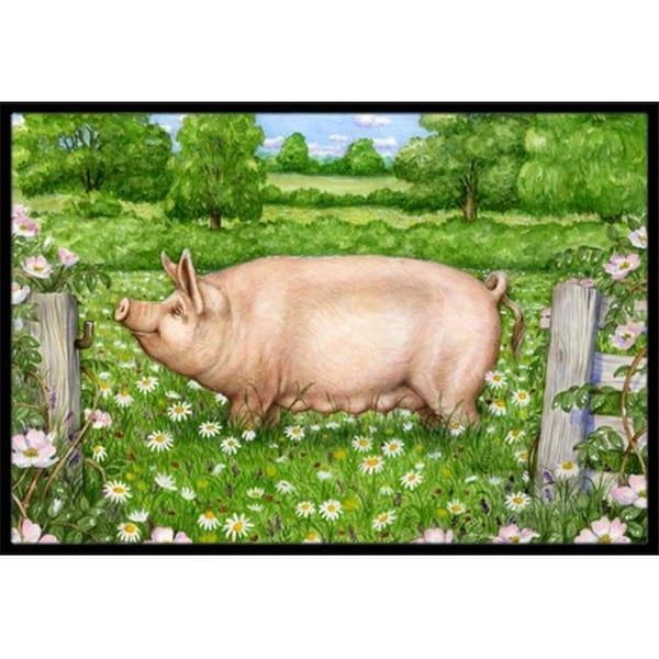 Carolines Treasures CDCO0374MAT Pig in Dasies by Debbie Cook Indoor or Outdoor Mat; 18 x 27 CDCO0374MAT - main